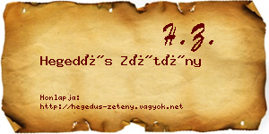 Hegedűs Zétény névjegykártya